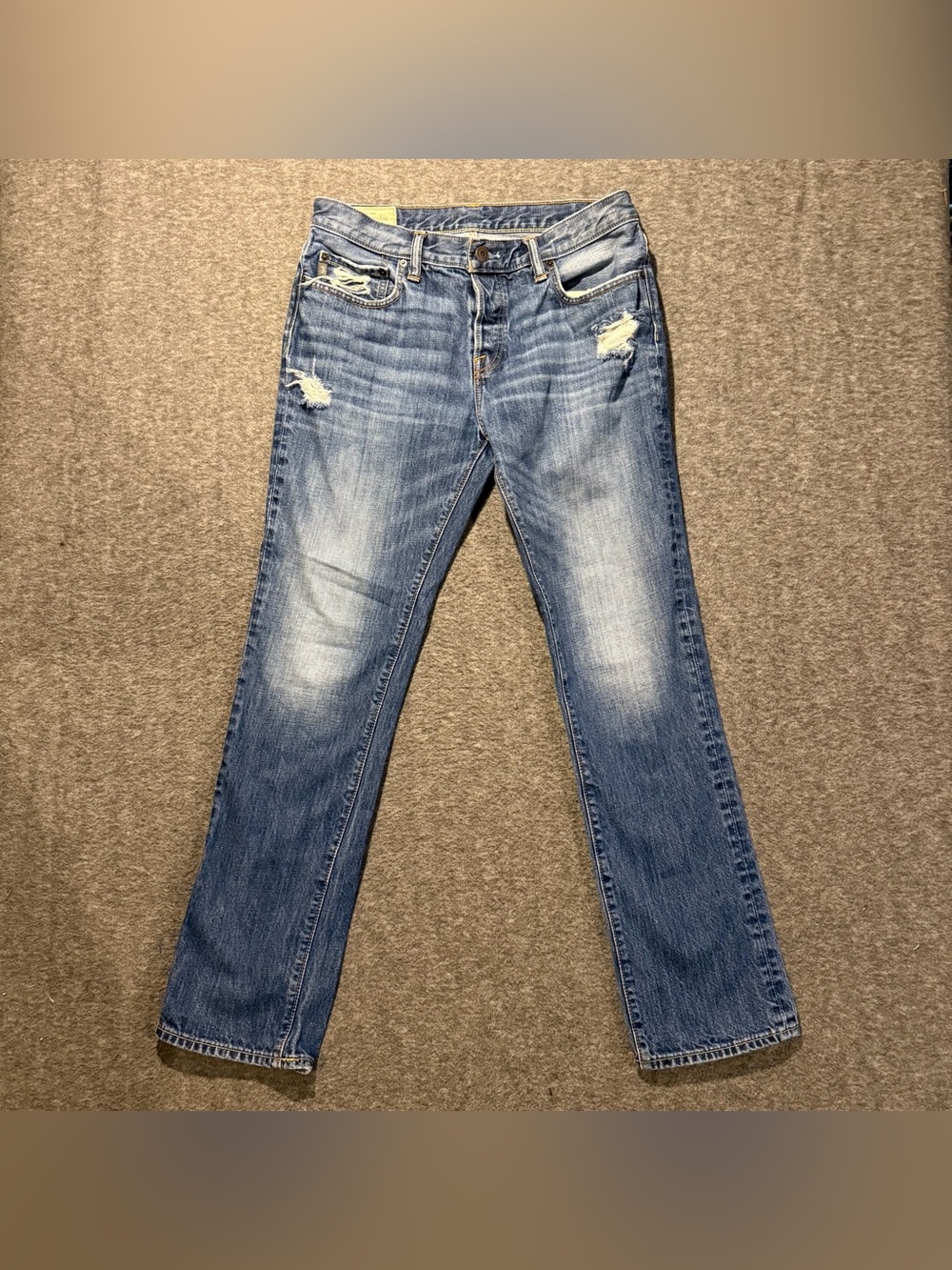 Abercrombie & Fitch Jeans Mens 33x32 blue Straight distressed Y2K Button Fly